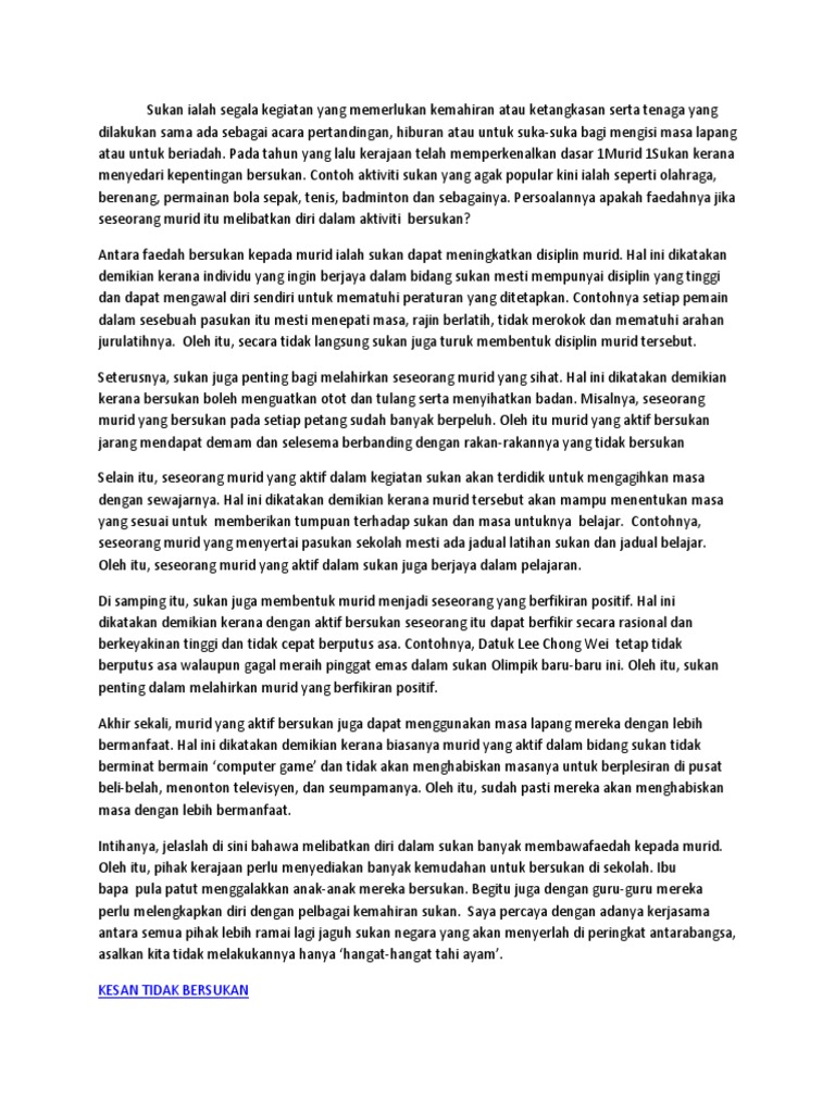 Sukan Ialah Segala Kegiatan Yang Memerlukan Kemahiran Atau Ketangkasan Serta Tenaga Yang Dilakukan Sama Ada Sebagai Acara Pertandingan Pdf