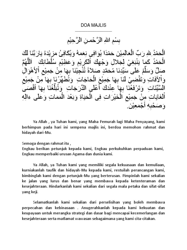 Doa Majlis Sekolah Pdf
