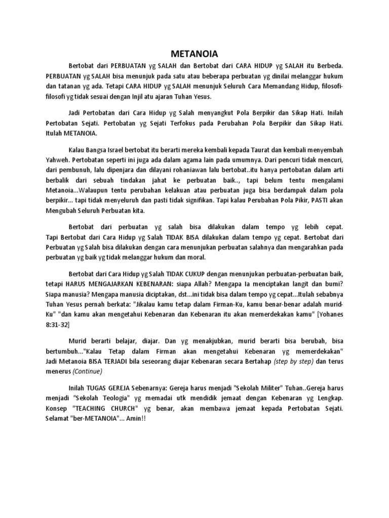 Arti Metanoia Belajar