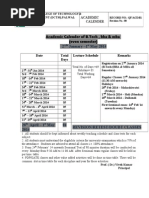 27 January - 1 May 2014: Academic Calender of B.Tech, Bba & Mba (Even Semester)