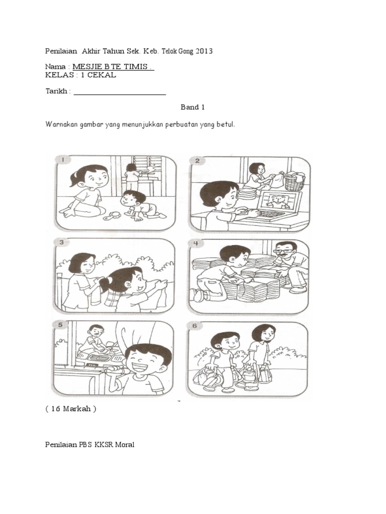 Soalan Pendidikan Moral Tahun 1