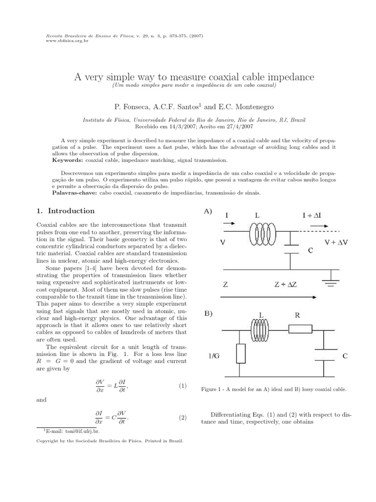 Coaxial Cable Resistance Measurement PDF Transmission Line