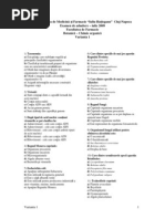 Subiecte Farmacie Botanica Chimie Organica Varianta 1