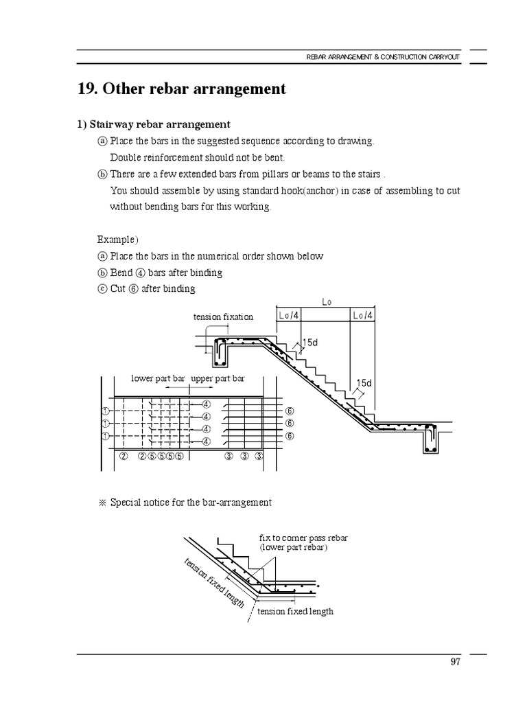 Staircase Rebar Arrangement Details | PDF | Beam (Structure) | Stairs