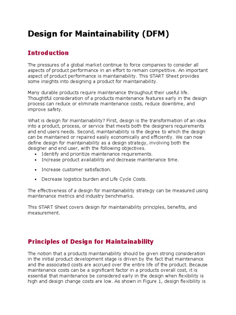 Design For Maintainability | Download Free PDF | New Product ...