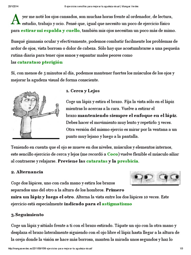 Ejercicios para Mejorar la Vista | PDF | Percepción visual | Ojo humano