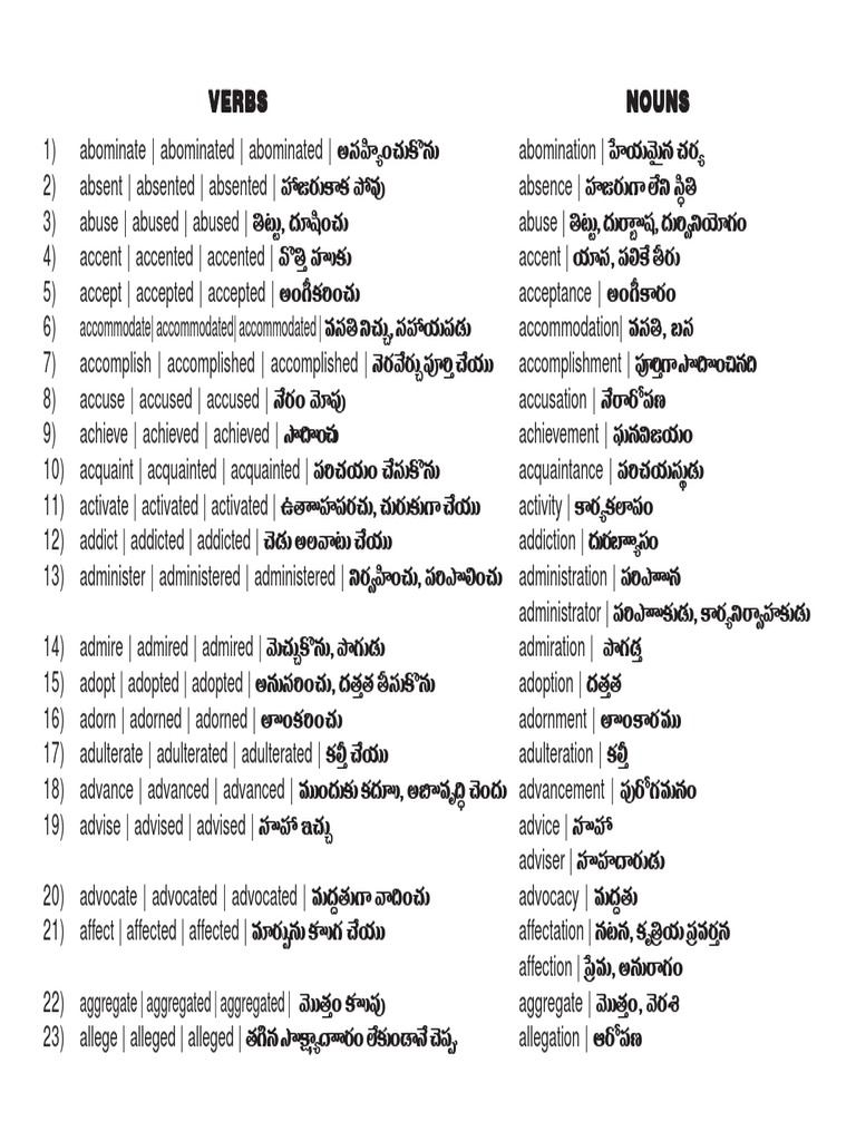 Verbs Nouns PDF Violence Crime Thriller