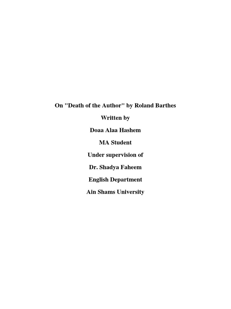 Death of the author shmoop image