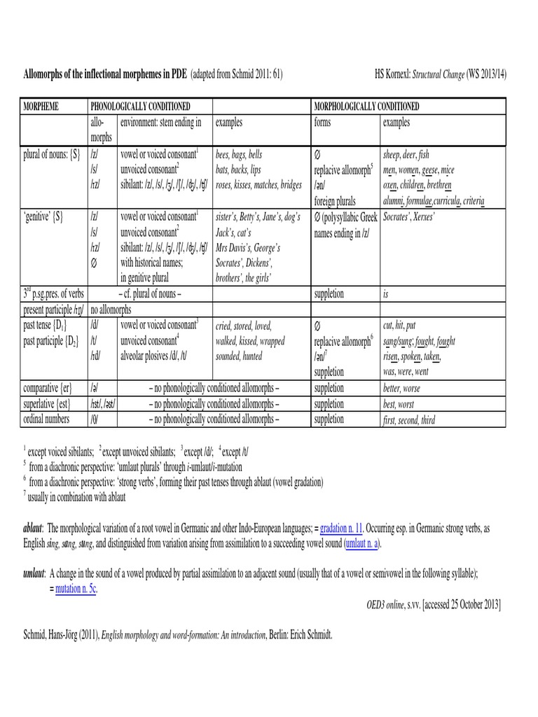 Inflectional morphology definition picture