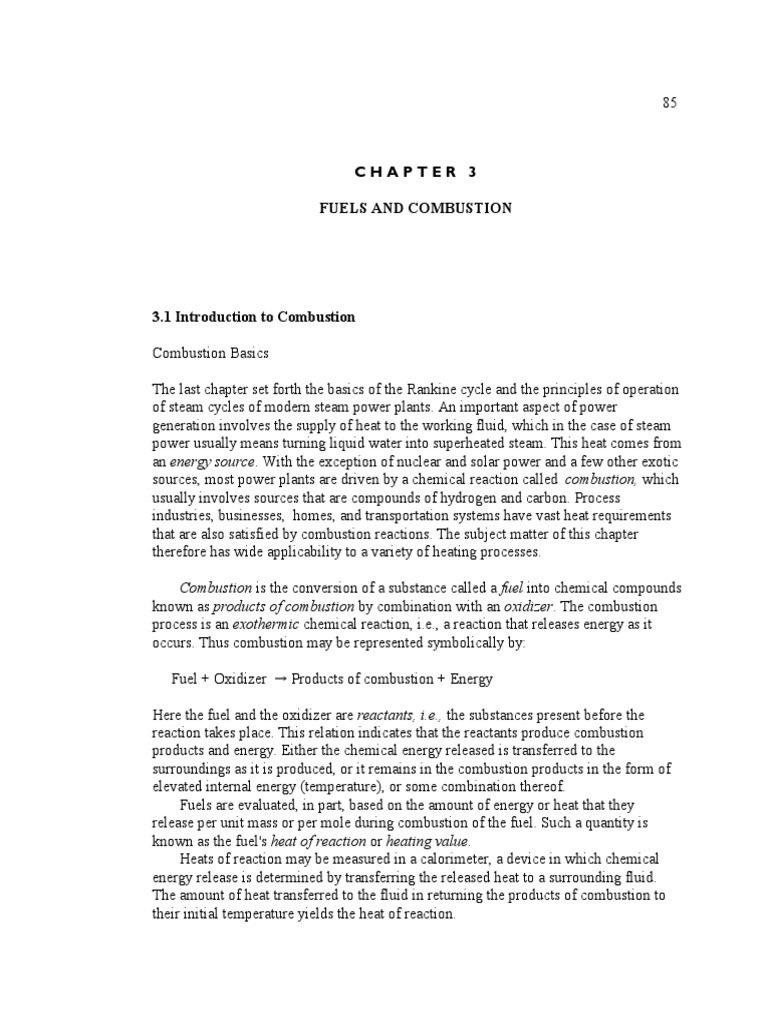 Combustion Fundamentals and Fuel Analysis | PDF