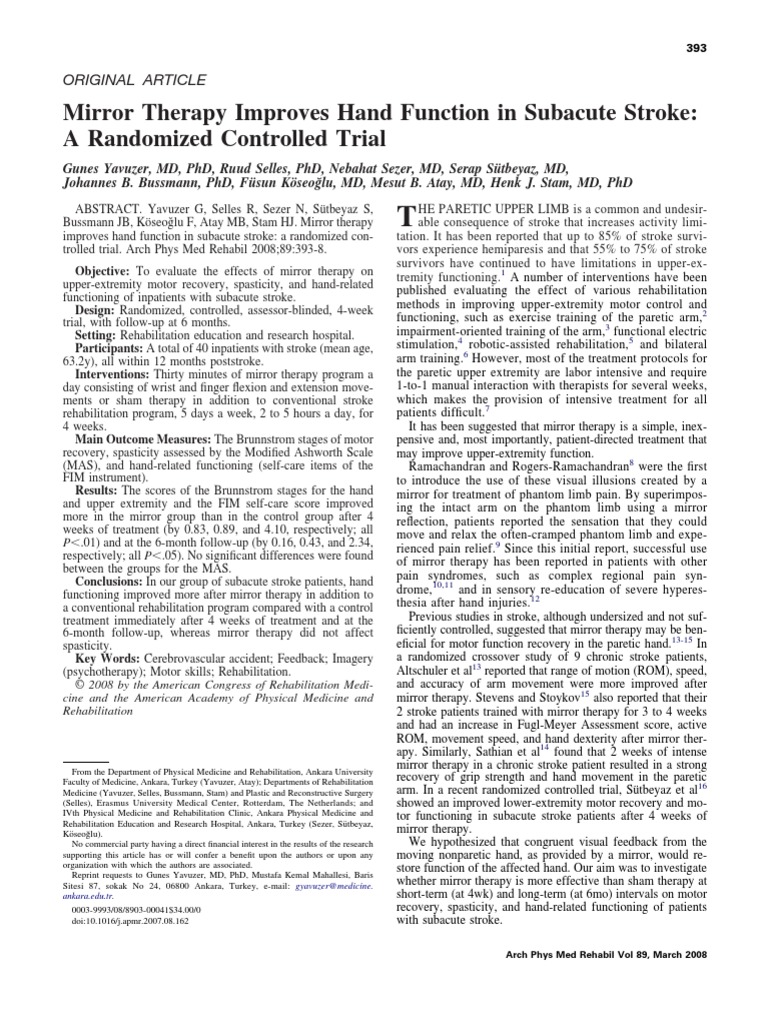 Mirror therapy thesis image