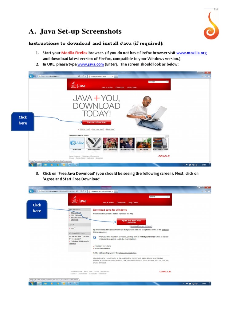 A. Java Set-Up Screenshots: Instructions To Download and Install Java ...
