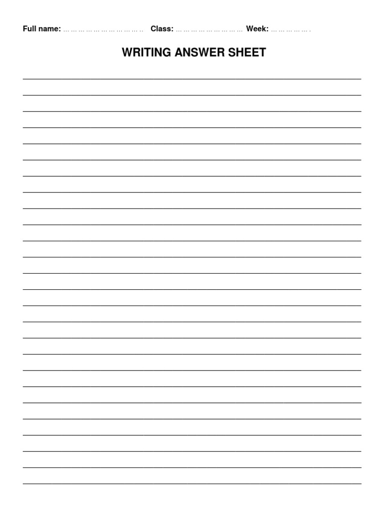 Writing Answer Sheet Template | PDF