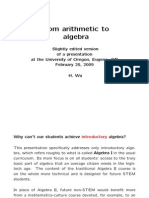 Arithmetic to Algebra - Wu - 2009