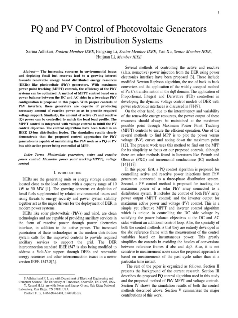 MPPT Control for Photovoltaic Systems | PDF | Power Inverter ...