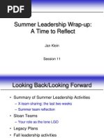 Summer Leadership Wrap-Up: A Time To Reflect: Jan Klein