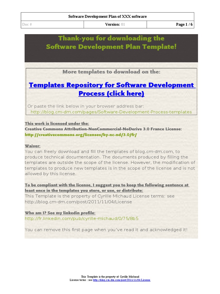 SOFTWARE DEVELOPMENT PLAN TEMPLATE PDF visual data 5