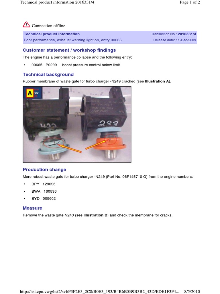 P 0299 Boost Pressure Control Below Limit Turbocharger Machines