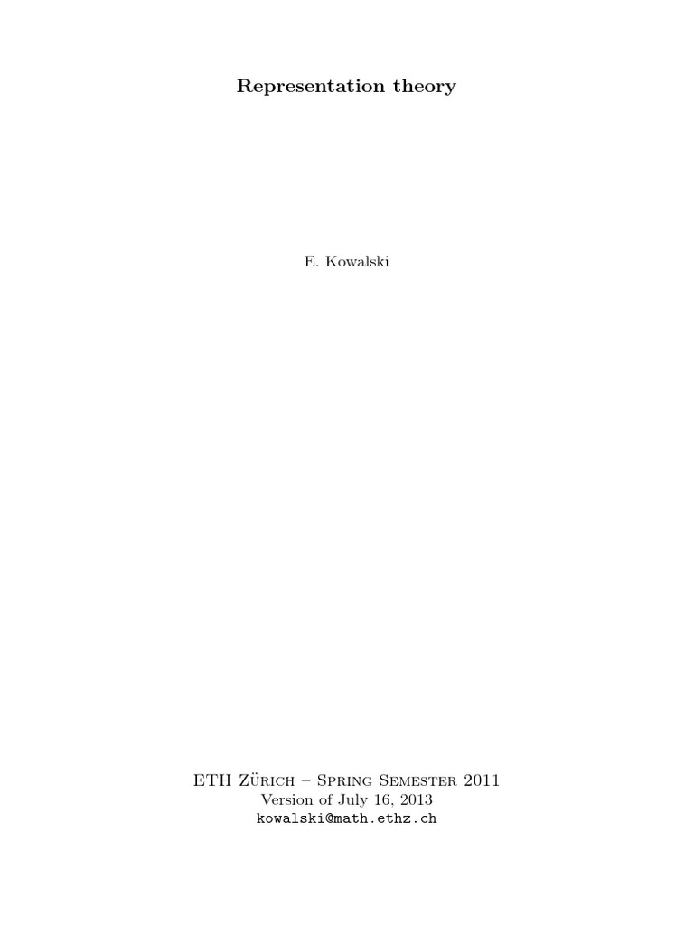 Representation Theory PDF Representation Theory Group (Mathematics)