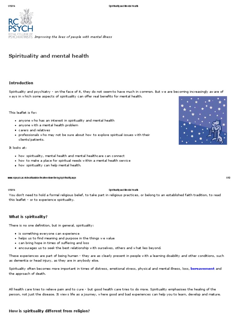 Spirituality and Mental Health | PDF | Spirituality | Mental Health