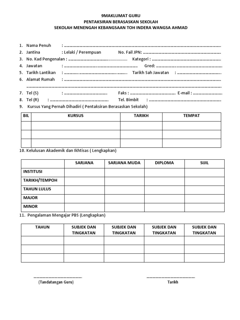 Maklumat Guru Pdf
