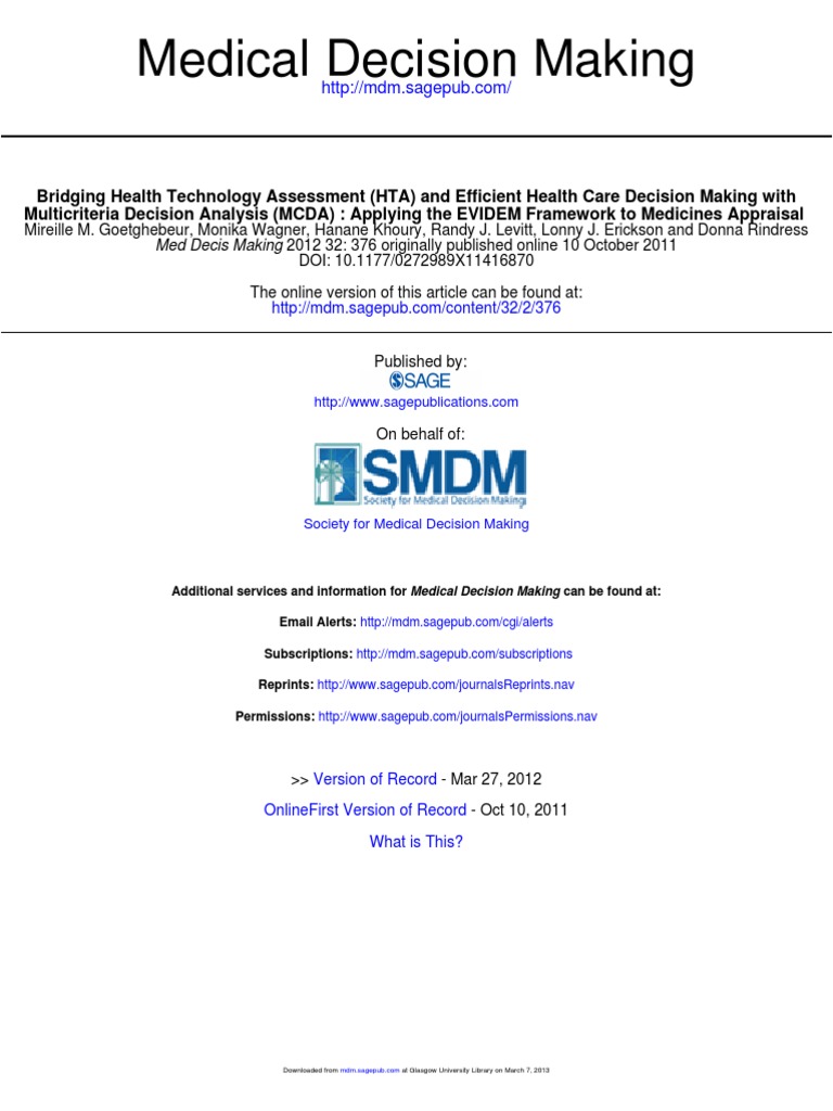 Medical Decision Making | PDF | Clinical Trial | Decision Making