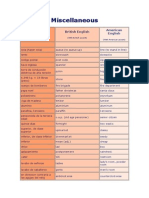 Miscellaneous: Español British English American English