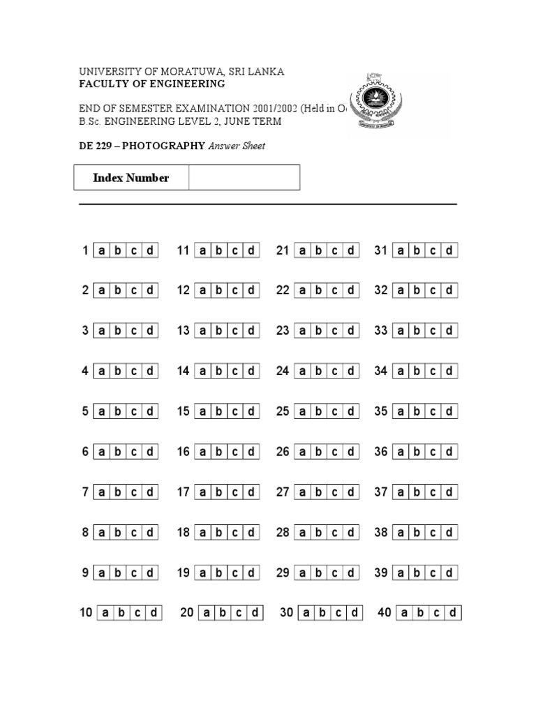 Index Number: Faculty of Engineering | PDF