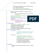 Thermal energy and Matter Notes