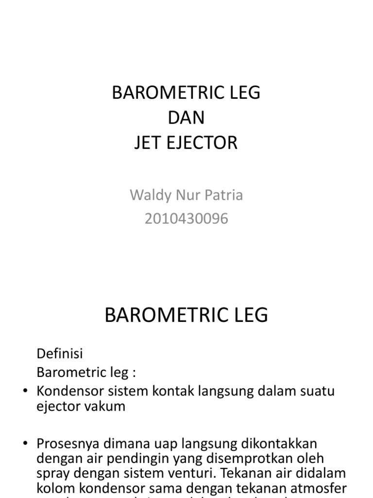 Prinsip Kerja Barometric Leg Condenser | PDF