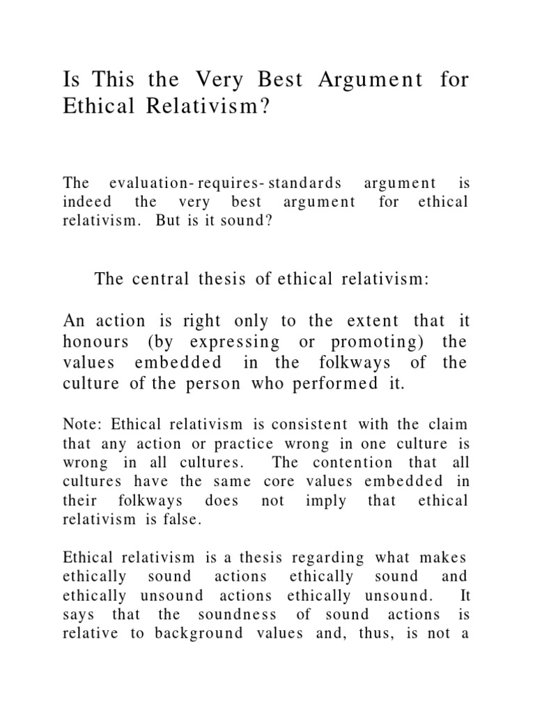 Is This The Very Best Argument For Ethical Relativism | PDF ...