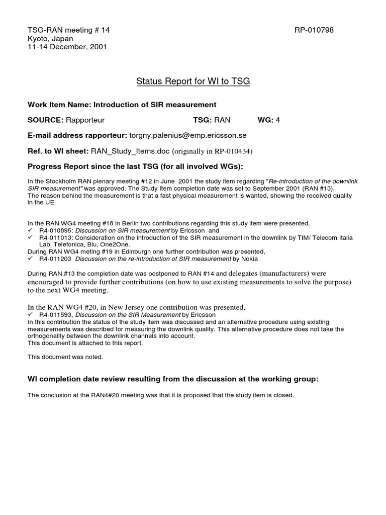 SIR Measurement Introduction Report | PDF