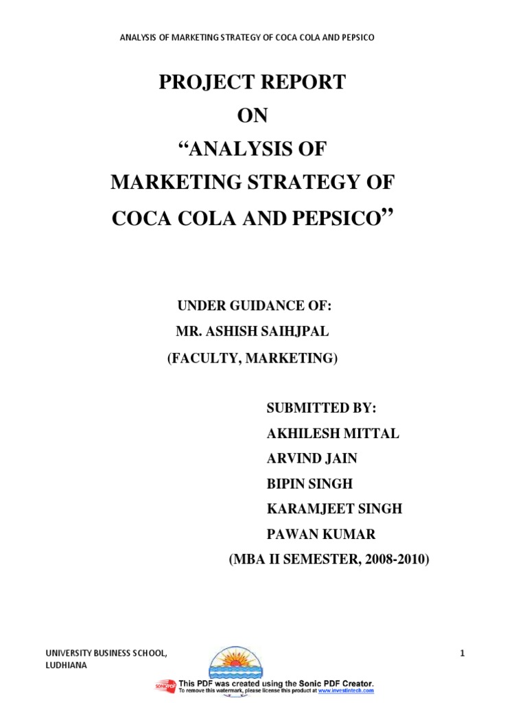 Coca-Cola and Pepsi Marketing Analysis | PDF | Pepsi | Pepsi Co