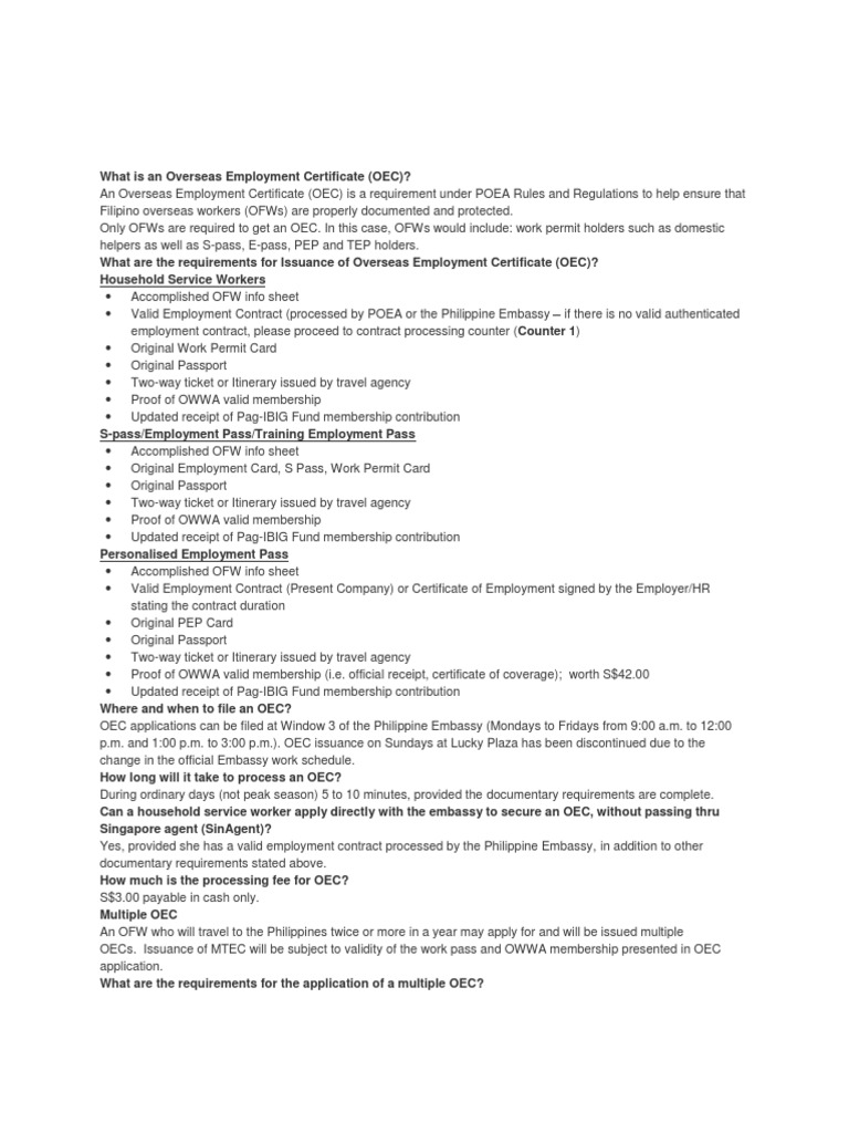 OEC Requirements | PDF | Government And Personhood | Government