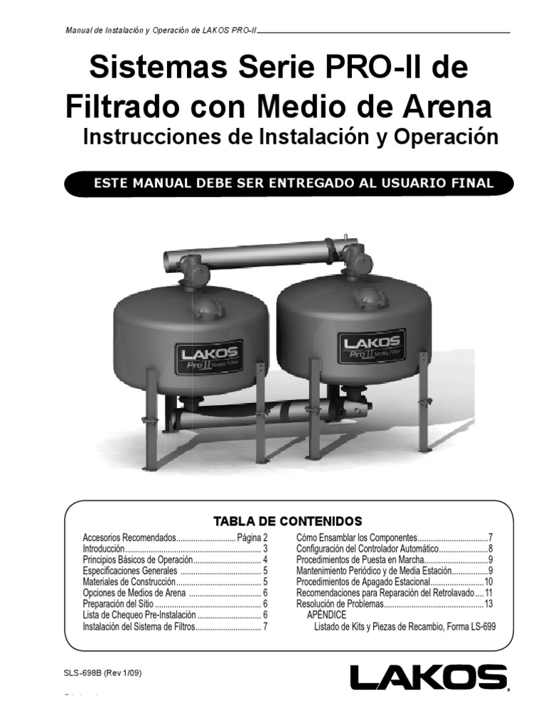 Instalación y Uso de Filtros LAKOS PRO-II | PDF | Tanques | Riego