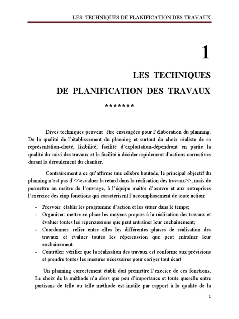 Les Techniques de Planification Des Travaux | PDF | Théorie des graphes ...