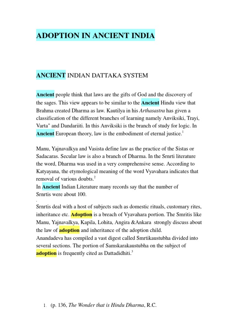 Adoption In Ancient India Dharma Adoption