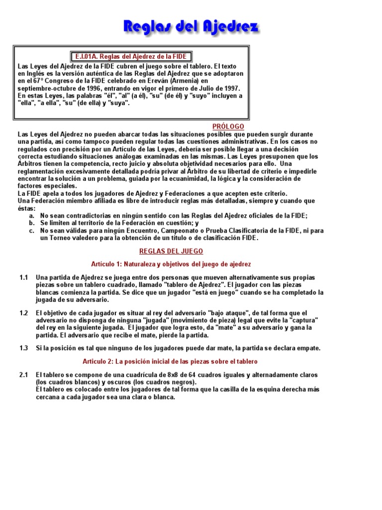 Reglas Del Ajedrez Ajedrez Deportes individuales