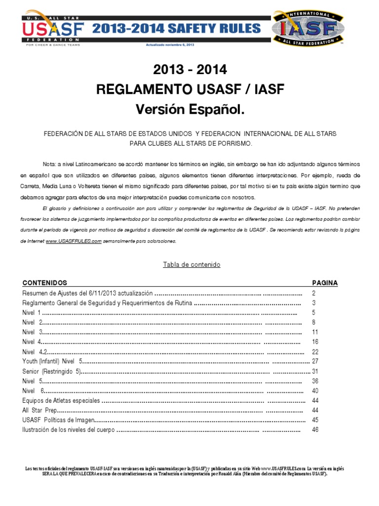 USASF Rules 201314esp PDF Gimnasia Deportes