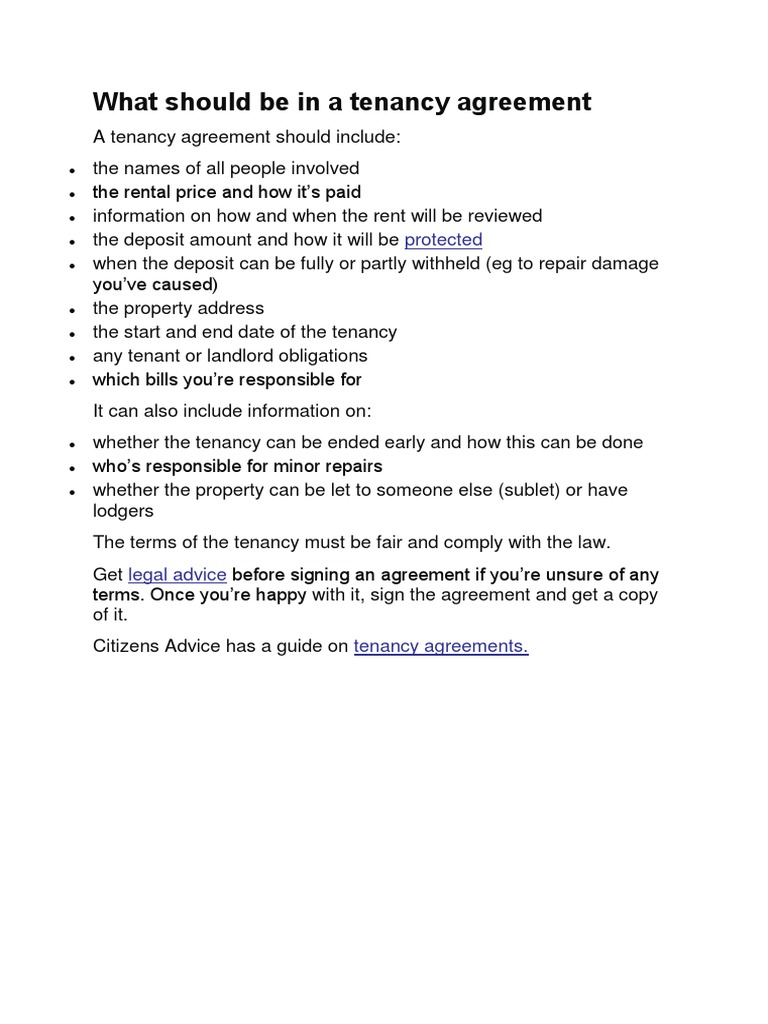 Essential Elements of Tenancy Agreements | PDF