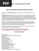 Download Project List for Electrical Electronic Industries and Power Projects by ashishankur SN20170896 doc pdf