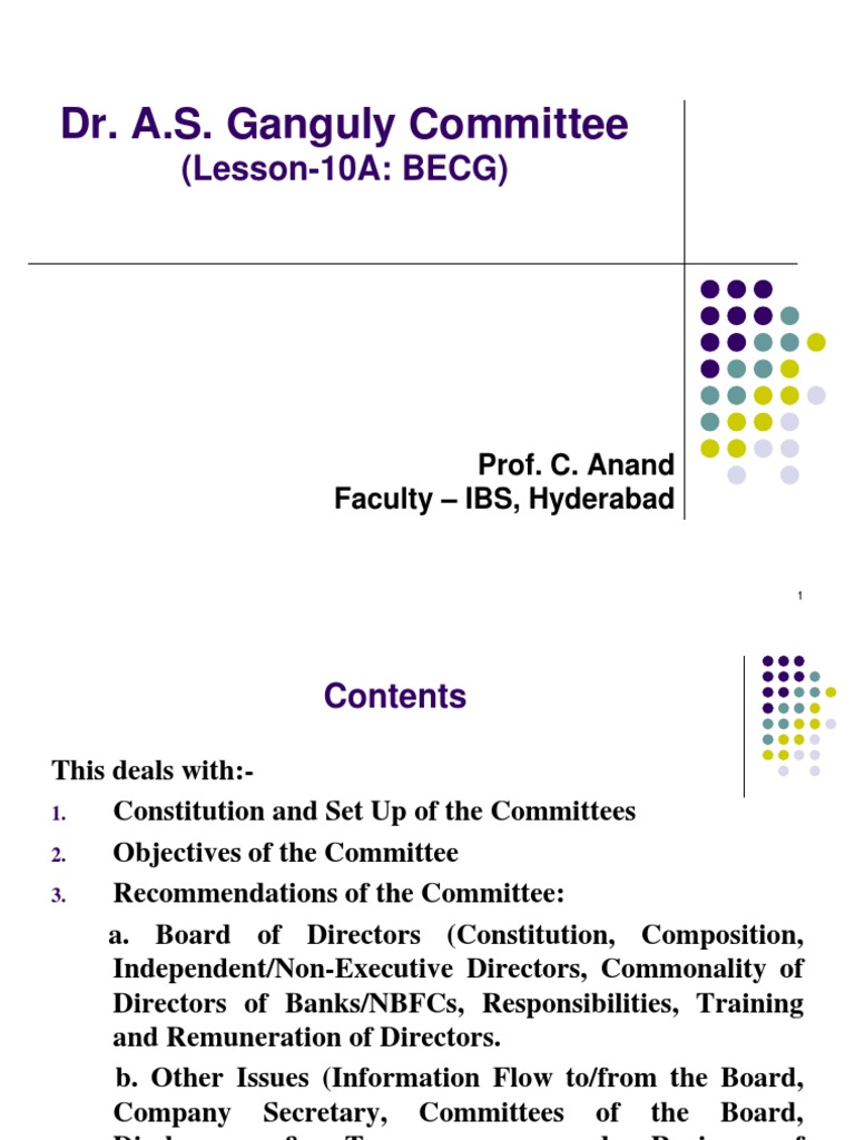 Ganguly Committee Recommendations Overview | PDF | Board Of Directors ...