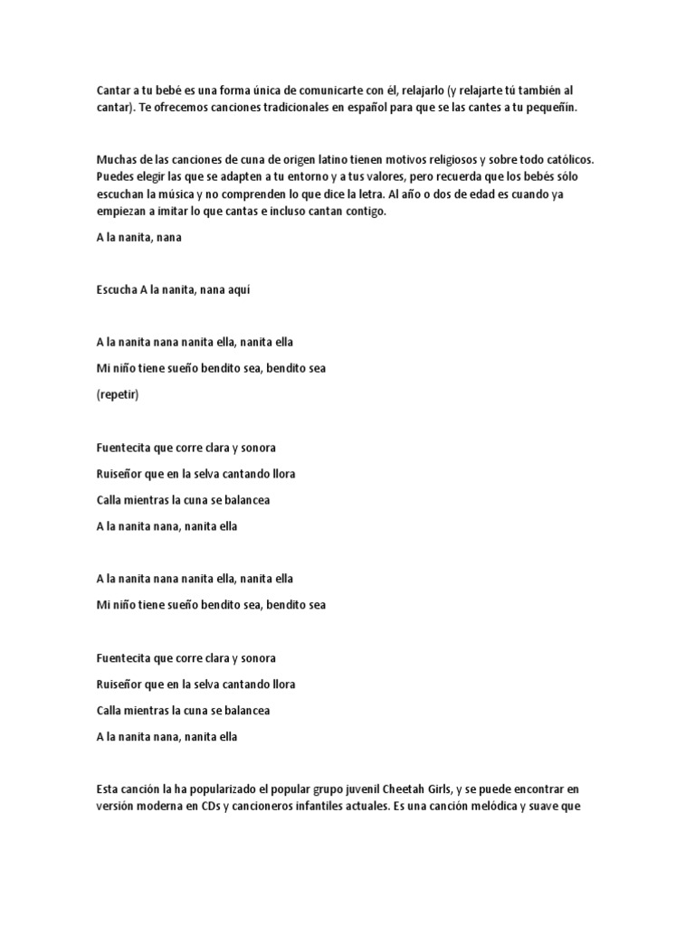 Letra De Cuna Ocio