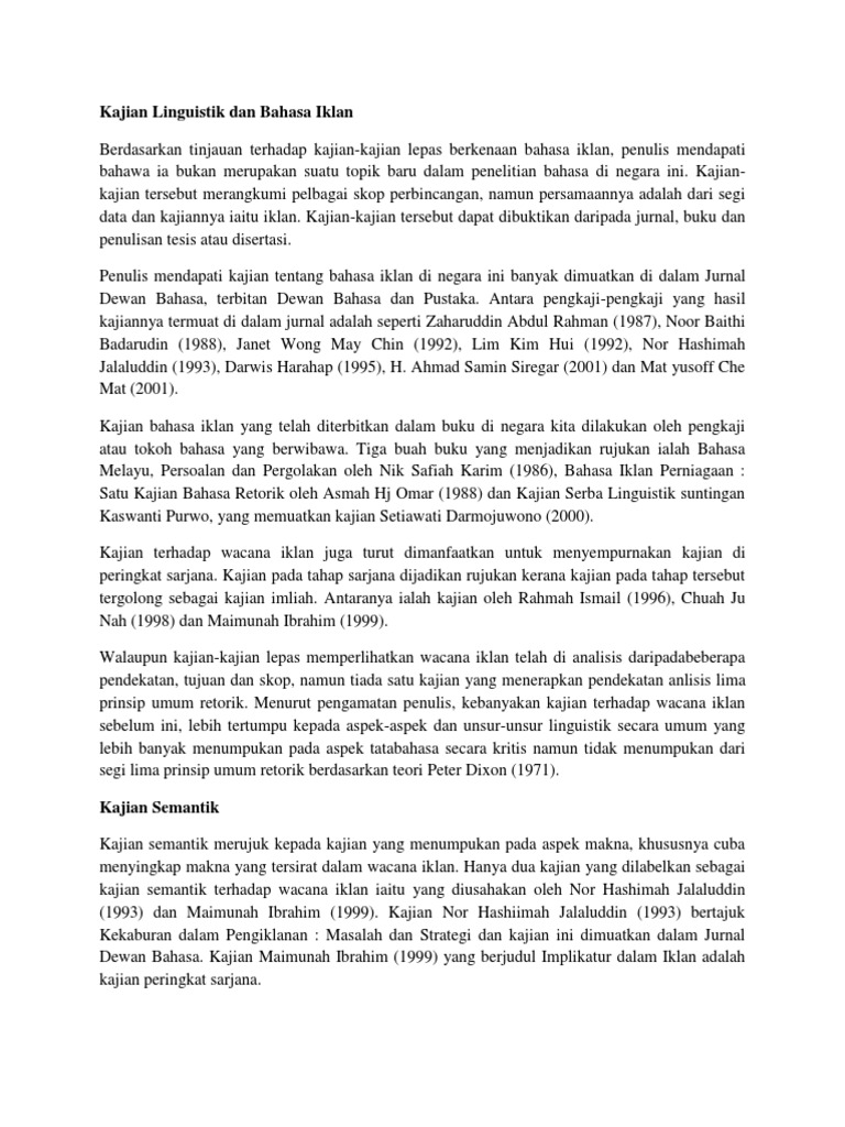 Kajian Linguistik Dan Bahasa Iklan