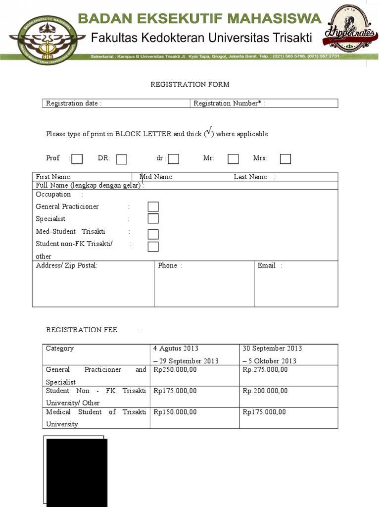 Trisakti Medical Symposium Registration Form | PDF
