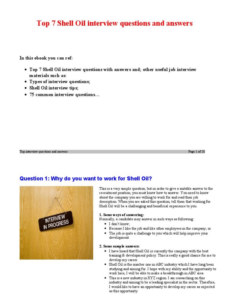 Shell Oil Interview Questions and Answers | PDF | Question | Interview