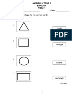 Monthly Test 2 English Year 1: Name: - Class: - A. Match The Shapes To The Correct Words