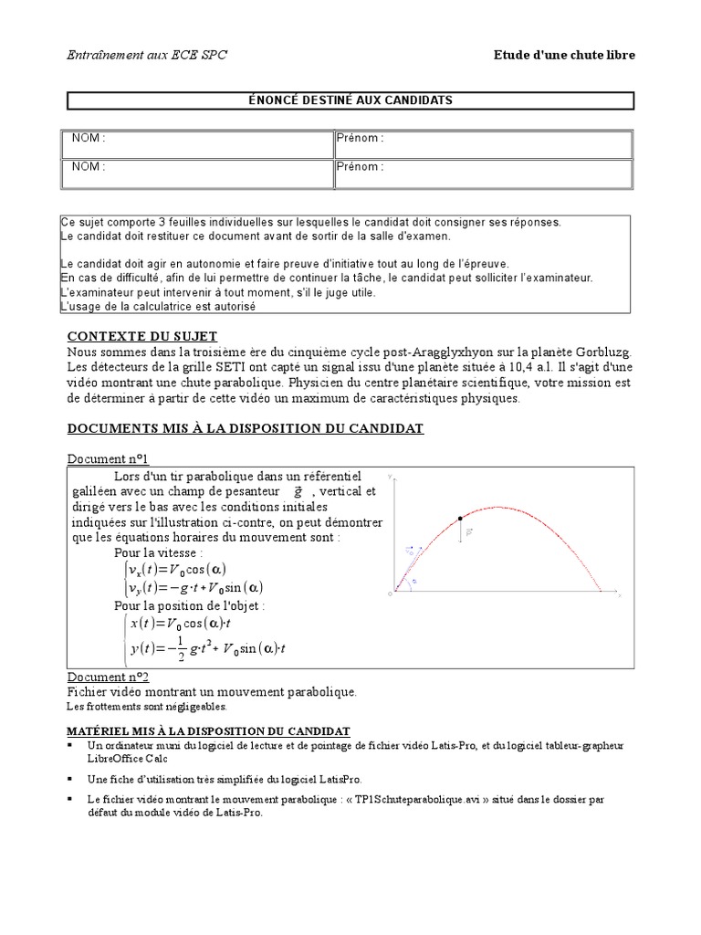 Coefficient Ece Physique Chimie TP de Mécanique Type ECE - Entraînement Au Bac S | PDF | Coordonnées  cartésiennes | Logiciel