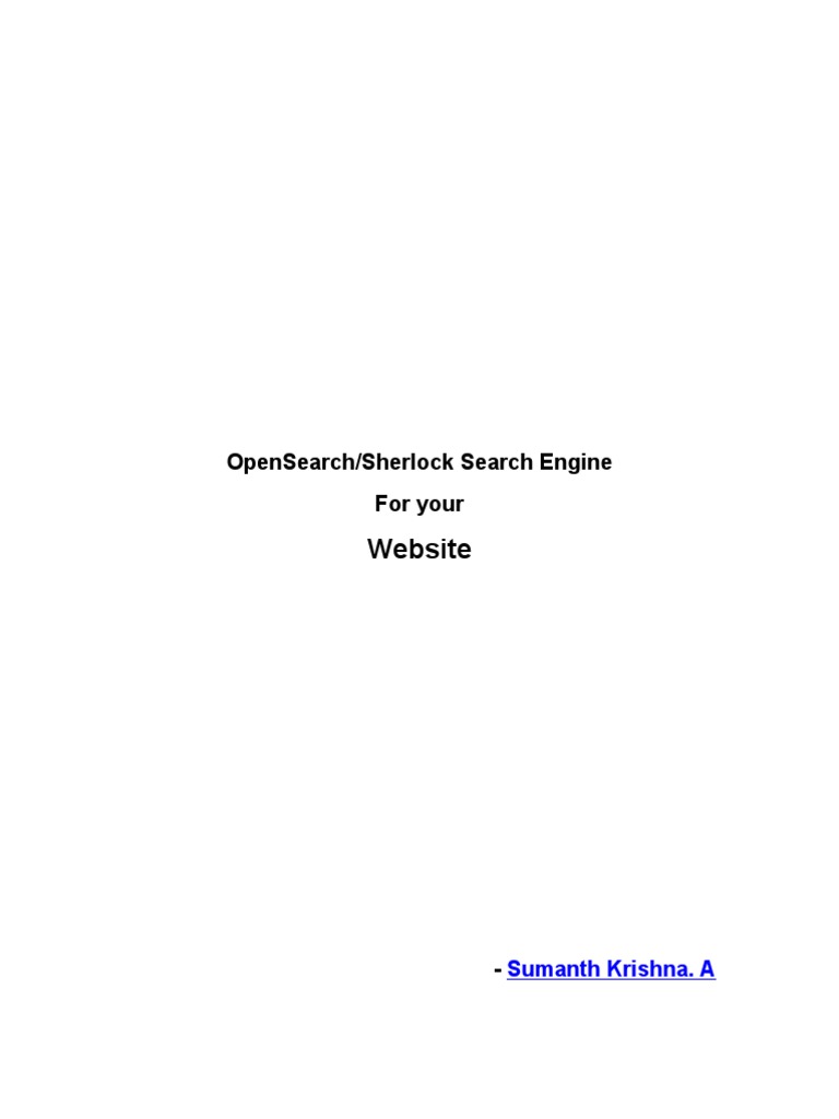 OpenSearch/Sherlock Search Engine For Your | PDF