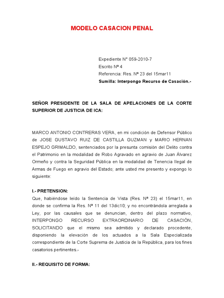 Modelo Casacion Penal | PDF